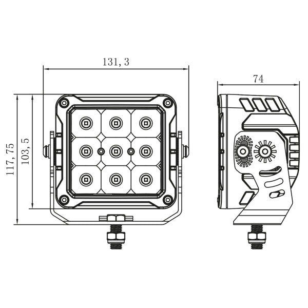 1852 dækslys 10-30Vdc, 45W Osram LED, flood, 3756lm