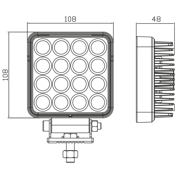 1852 dækslys 10-30Vdc, 24W Osram LED, Flood, 2200 lumen