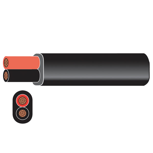 1852 marinekabel flad rød/sort 2x0,75mm2 30m