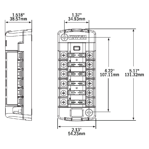 Blue Sea Sikringsholder 6 Stk seperate sikringer