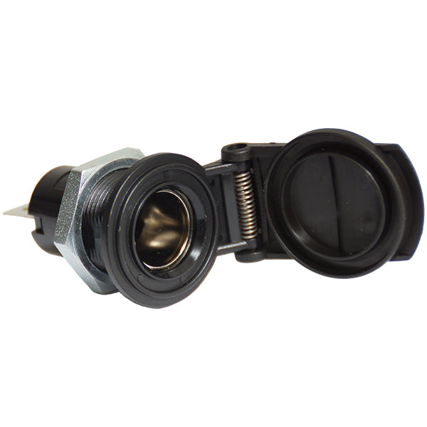 Indbygnings stik lille med beskyttelsesdæksel 12/24V 16amp