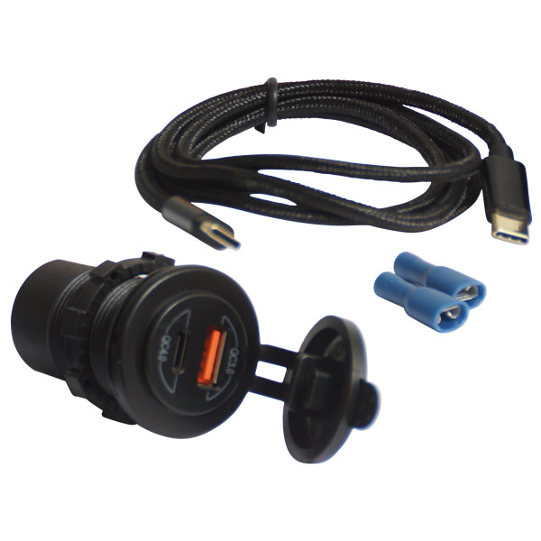 1852 USB udtag IP65 12/24V USB-A & USB-C med 1m kabel