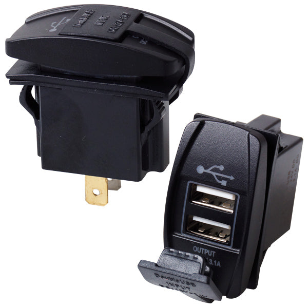 Kontakt med 2stk 3,1Amp usb udtag, indput 6-30V