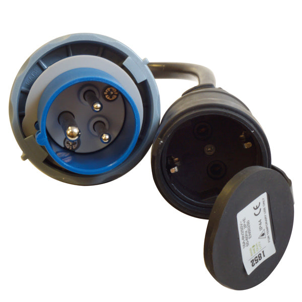 1852 CEE 220V han IP67 til Schuko hun - 2,5mm2 kabel 0,5M