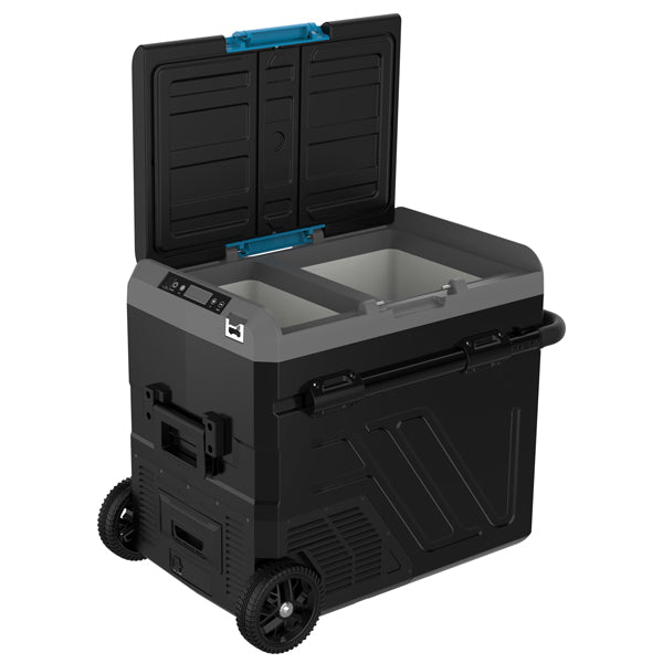 Iceberg-20 køleboks 60L m/komp. og hjul, 2-delt køl/frys