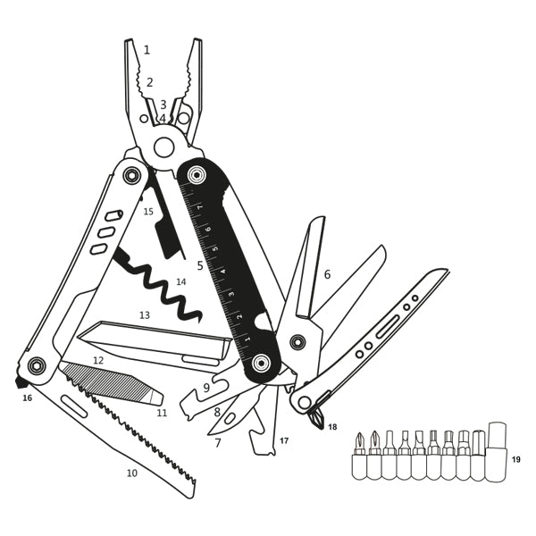 1852 storm multi kniv/værktøj med bælte taske
