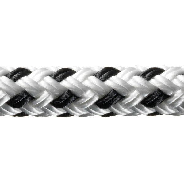 Robline Rio Fortøjningsline, 8mm Hvid/Sort  - 1 mtr