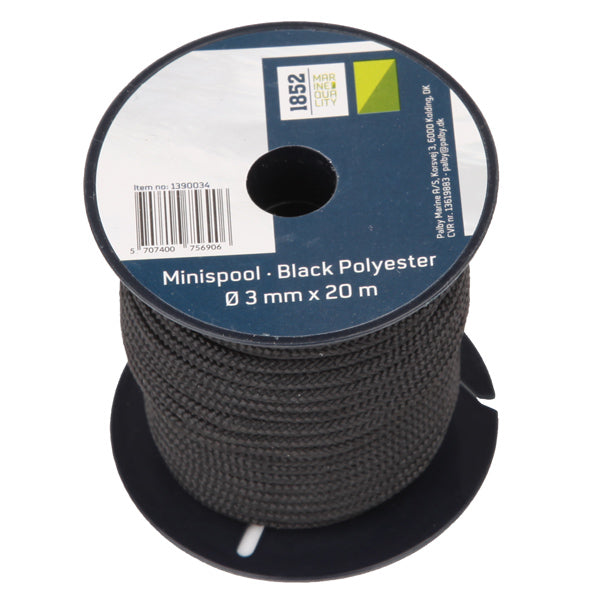 1852 Minirulle sort Polyester Ø3mm x 20m