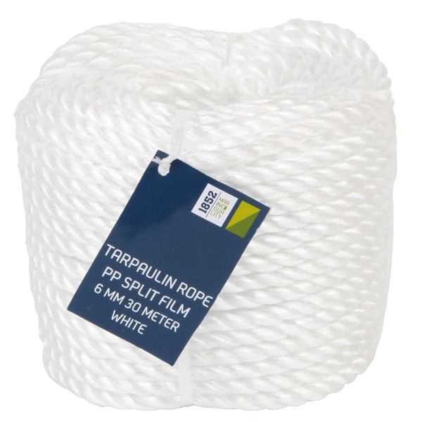 1852 Presenningstov hvid PP splitfilm Ø6mm, 30m