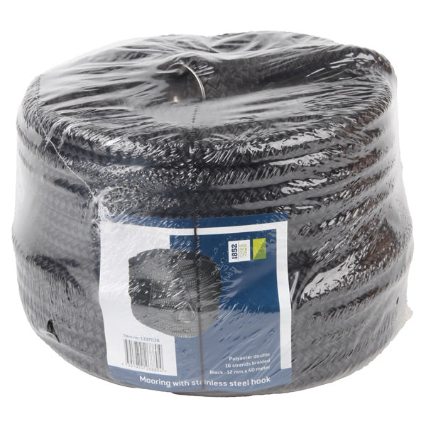 1852 ankertov fleetet sort polyester m/RF kovs 12mm 40meter