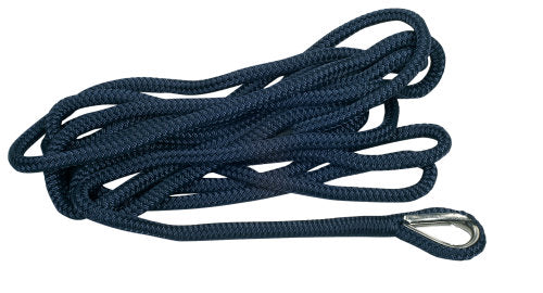 1852 Dockline fortøjninger flettet navy med kovs, navy, 4 m