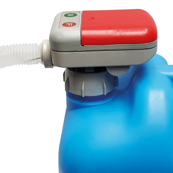 Hævertpumpe batteridrevet med autostop for montering på dunk