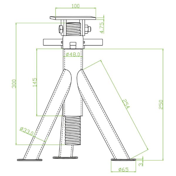 1852 Bådstøtte/buk 3000kg, 35-55cm