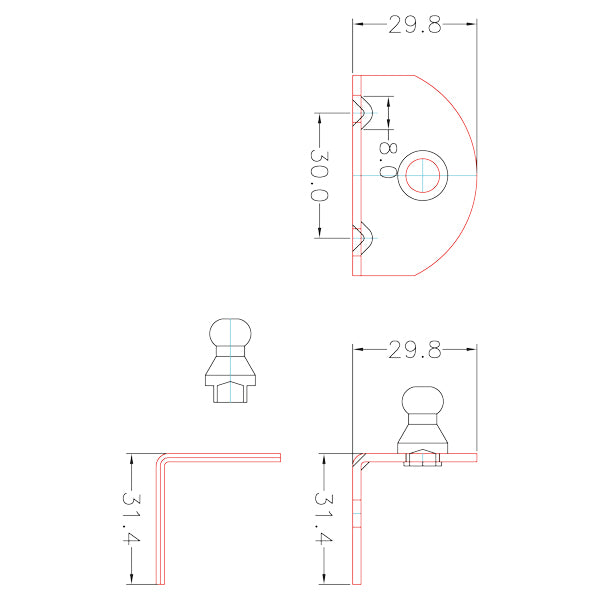 Vinkel beslag udvendig RF kugle