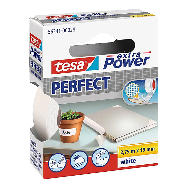 Tesa Lærredstape hvid 25m x19mm