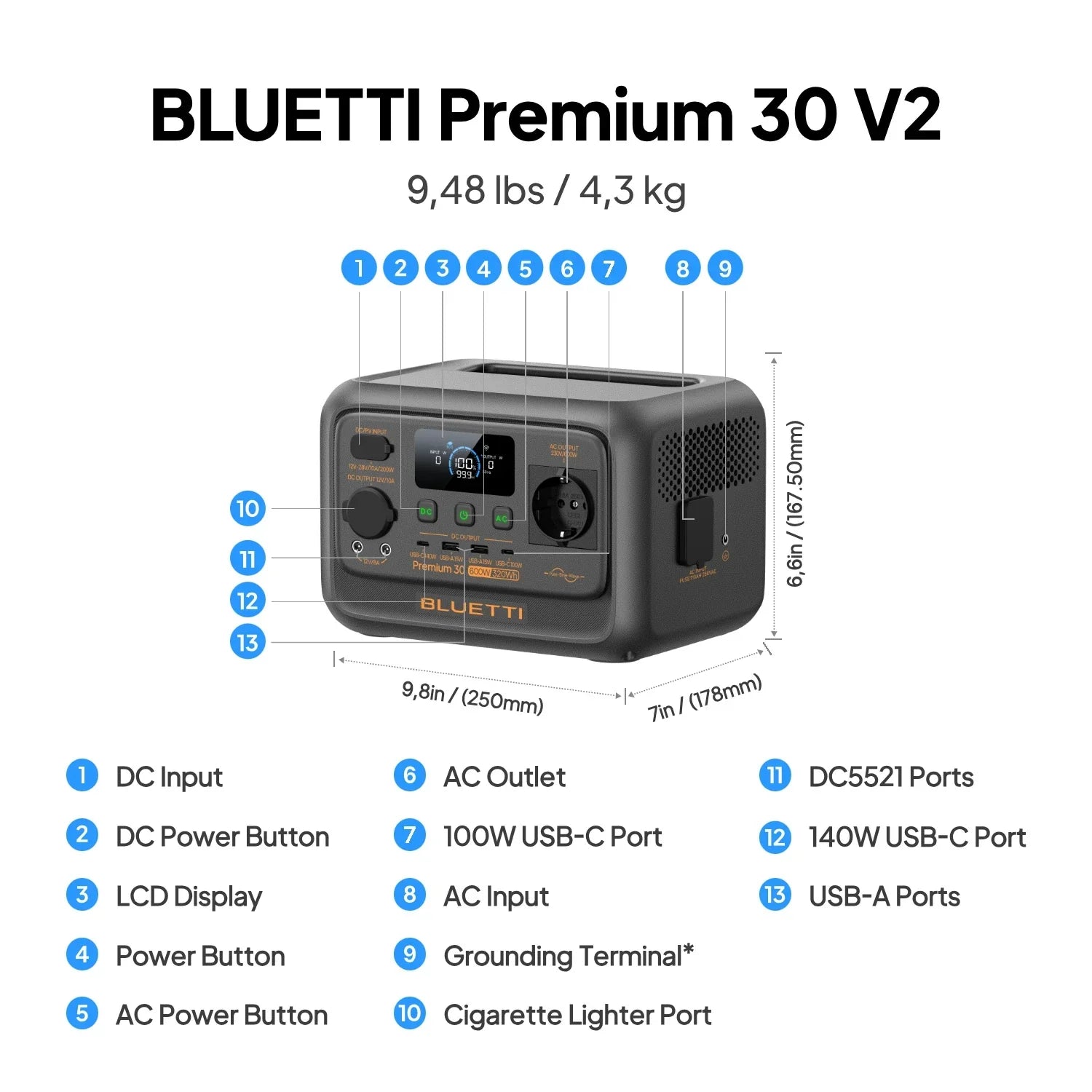 BLUETTI Premium 30 V2 Portable Power Station | 600W 320Wh