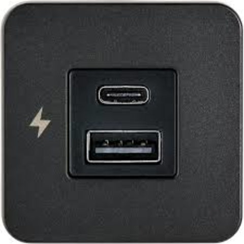 TILE 10 - USB-A og USB-C Indendørs lade stik 12/24V - Black Bezel