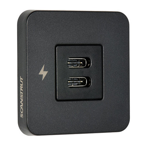 TILE 20 - 2 x USB-C indendørs ladesokkel 12/24V - Black Bezel