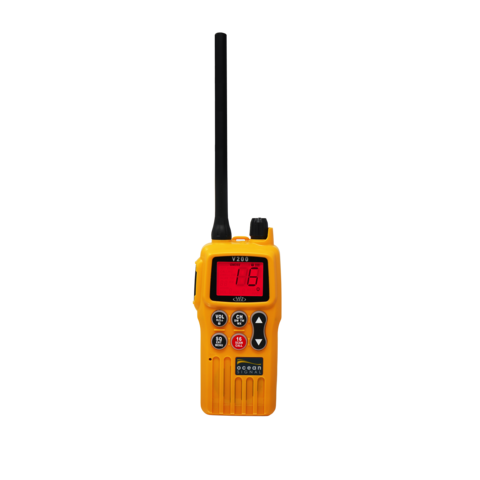 Ocean Signal safeSEA V200 GMDSS Håndholdt VHF Radio m. primært & opladeligt batteri + Oplader (722S-04676)