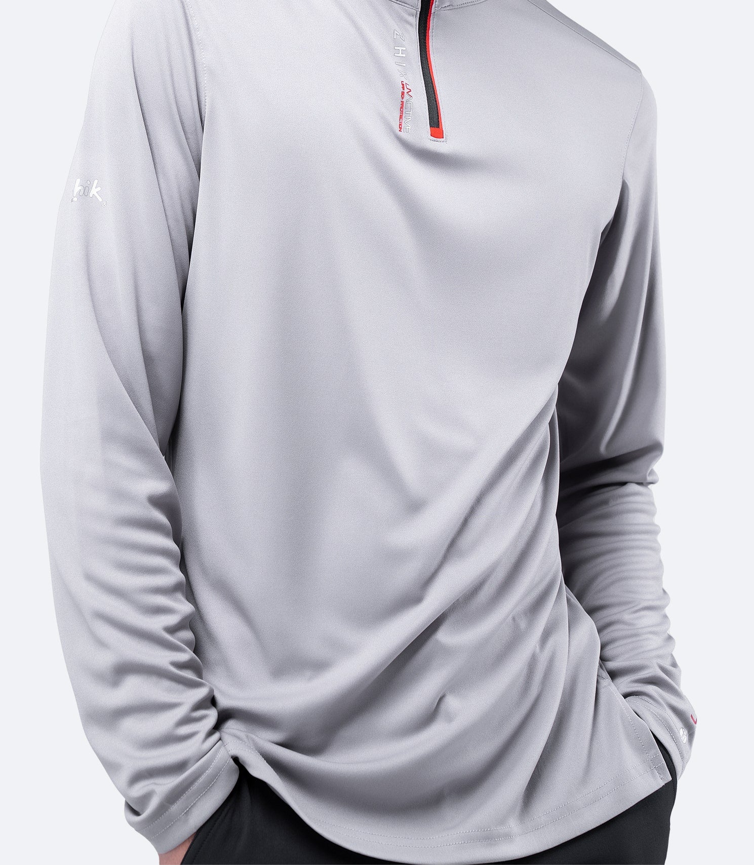 Mens UVActive High Collar 1/4 Zip Top - Grey