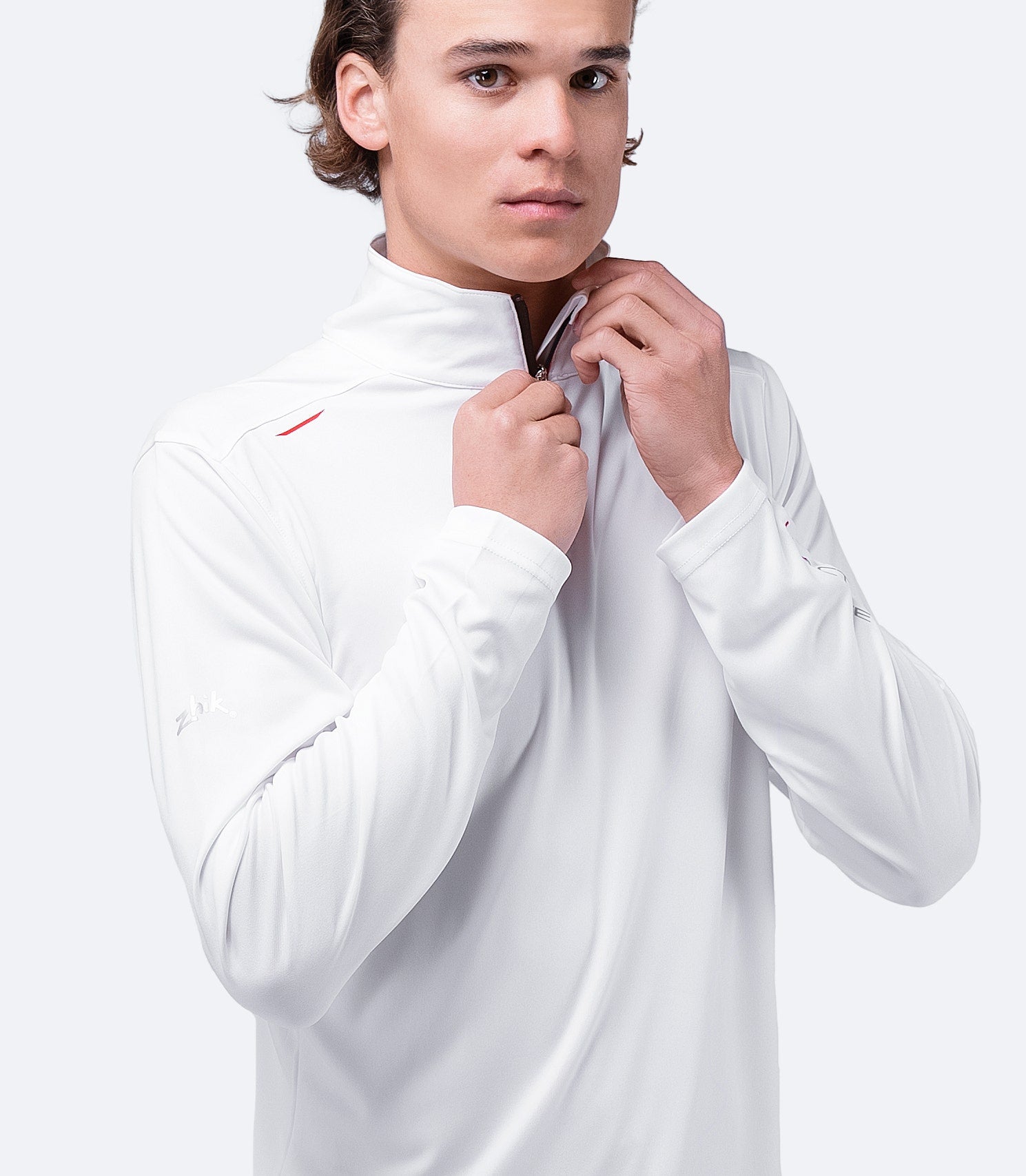 Mens UVActive High Collar 1/4 Zip Top - White