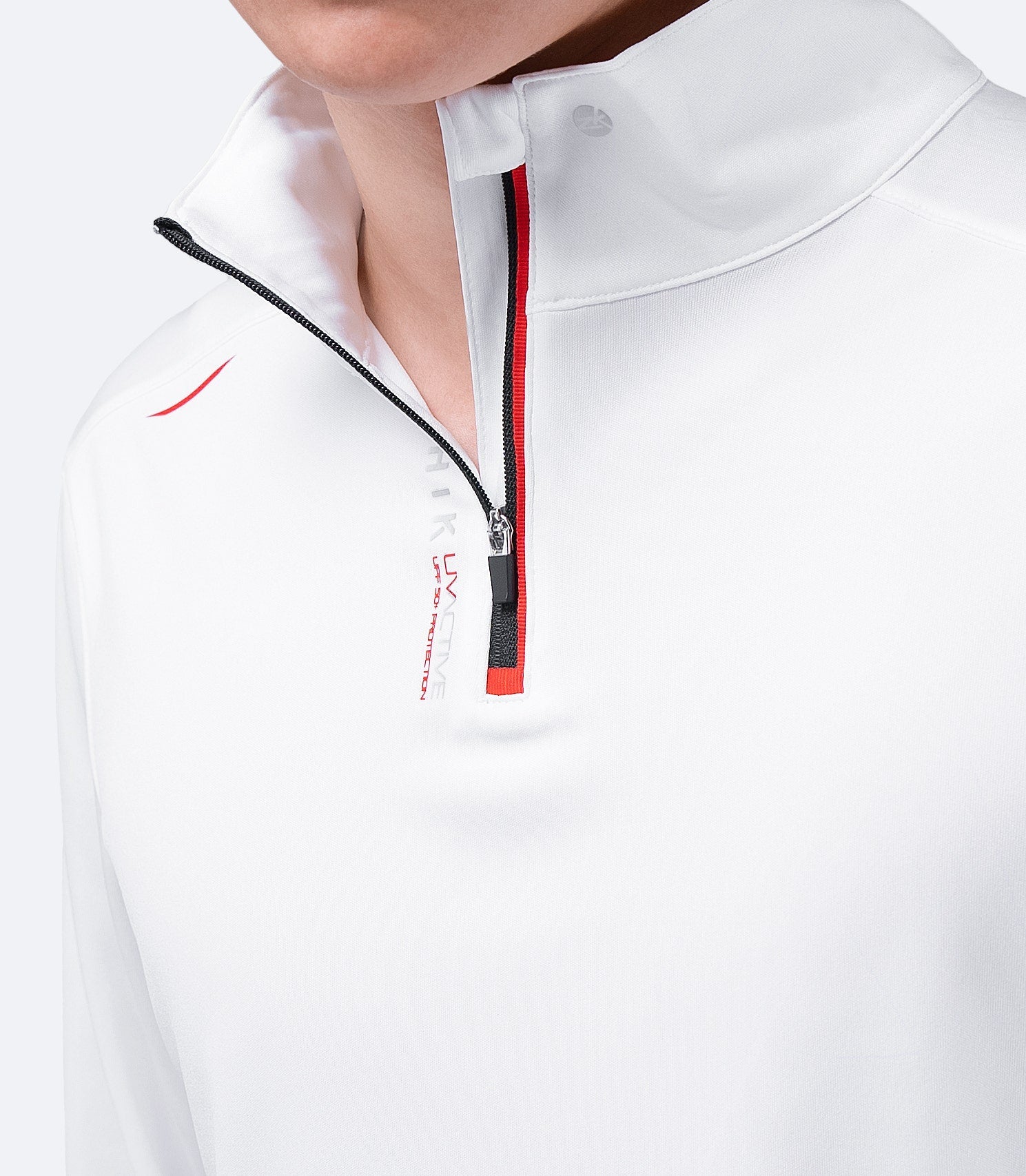 Mens UVActive High Collar 1/4 Zip Top - White
