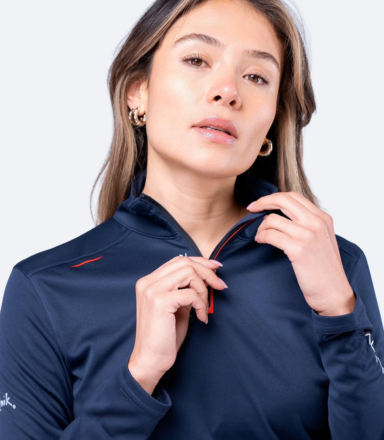 Womens UVActive High Collar 1/4 Zip Top - Navy