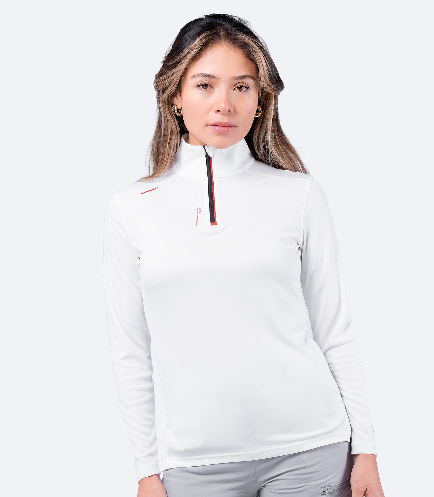 Womens UVActive High Collar 1/4 Zip Top - White