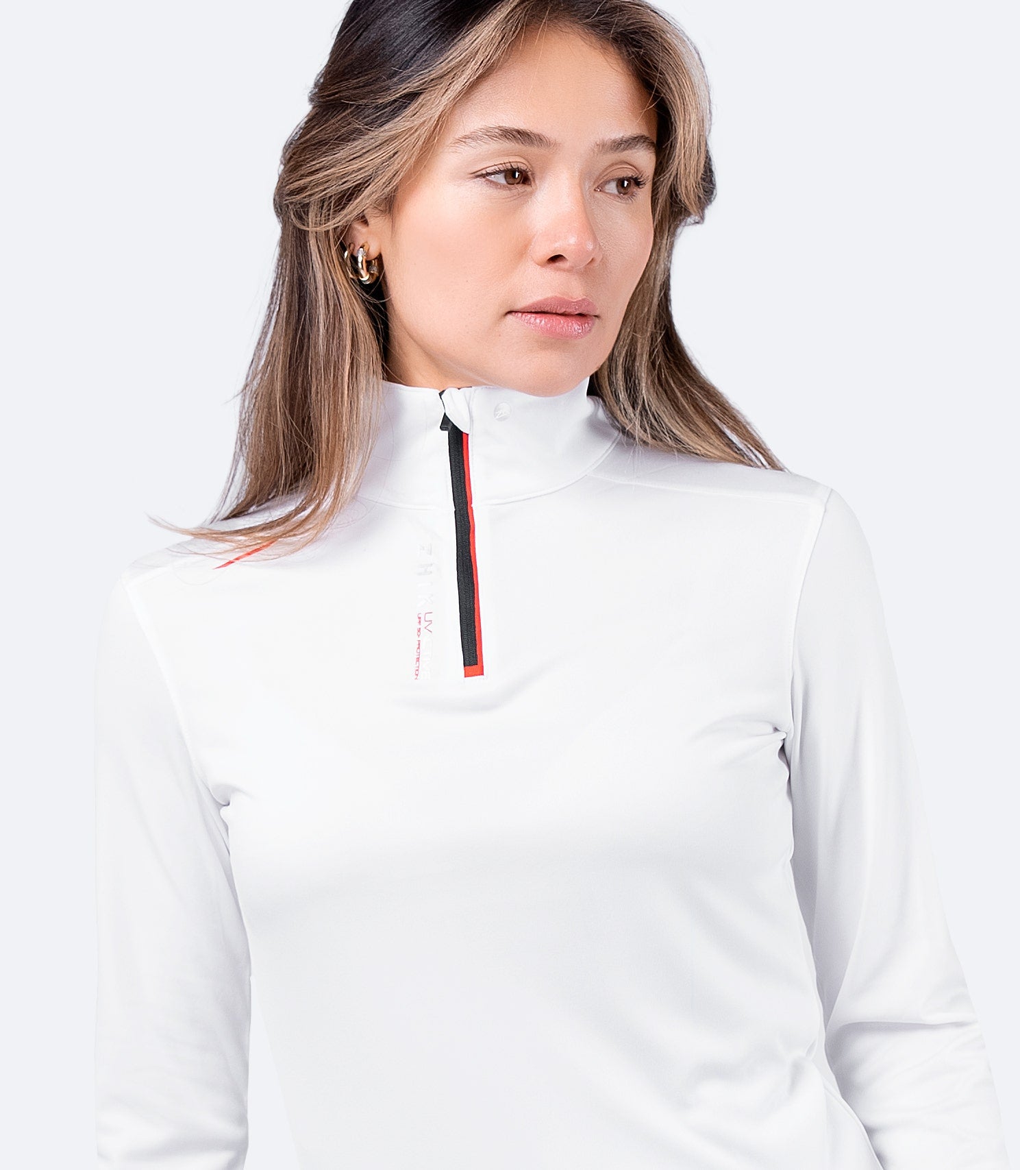 Womens UVActive High Collar 1/4 Zip Top - White