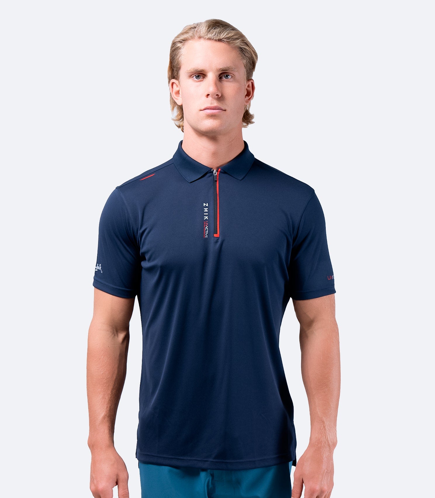 Mens UVActive Zip Sports Polo - Navy