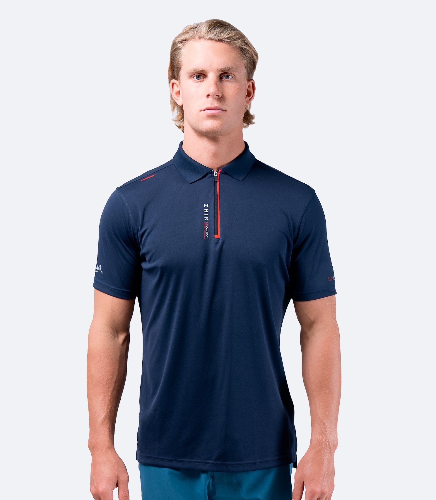 Mens UVActive Zip Sports Polo - Navy