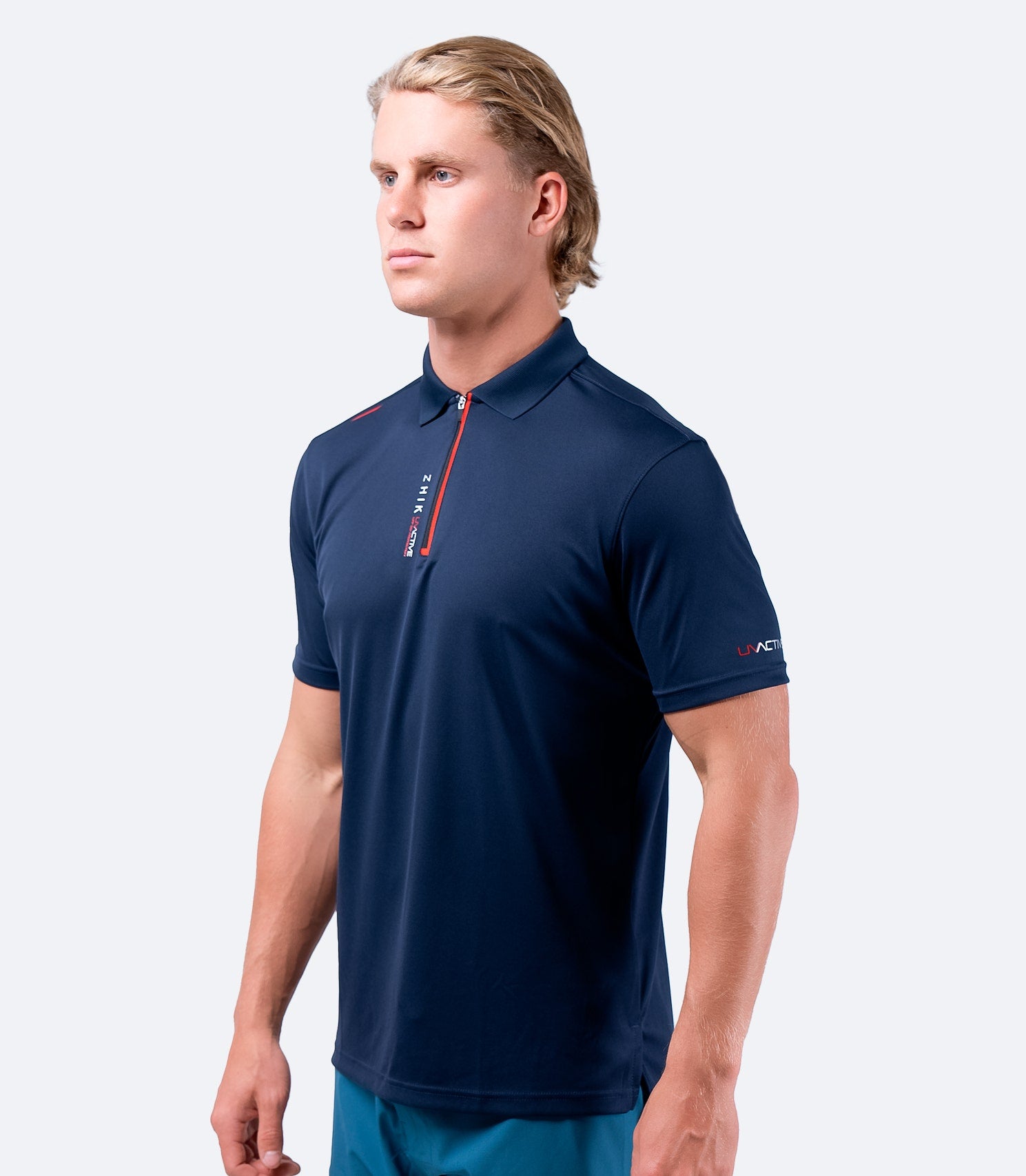 Mens UVActive Zip Sports Polo - Navy