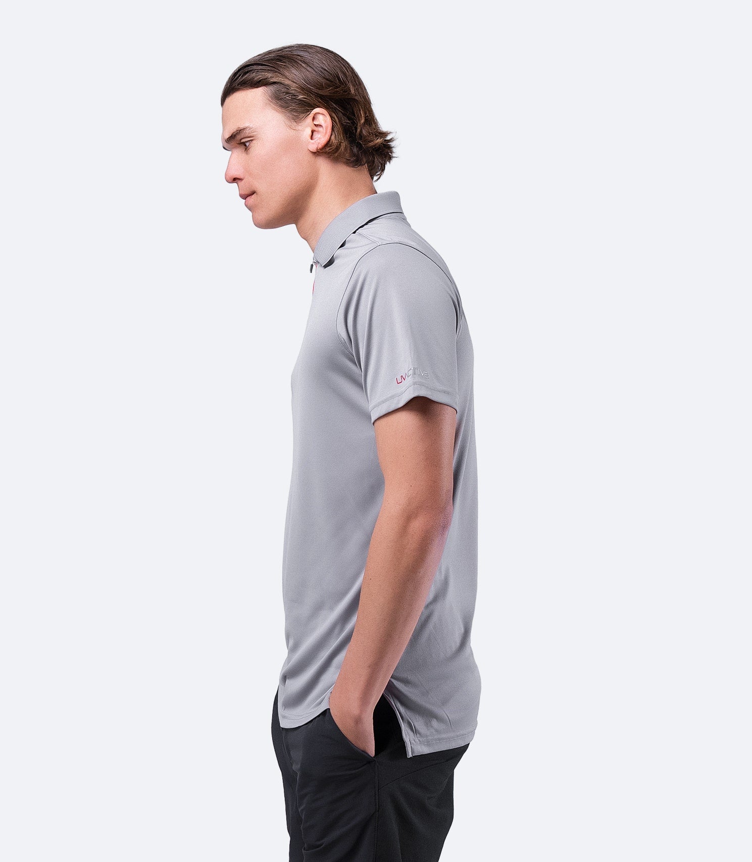 Mens UVActive Zip Sports Polo - Grey
