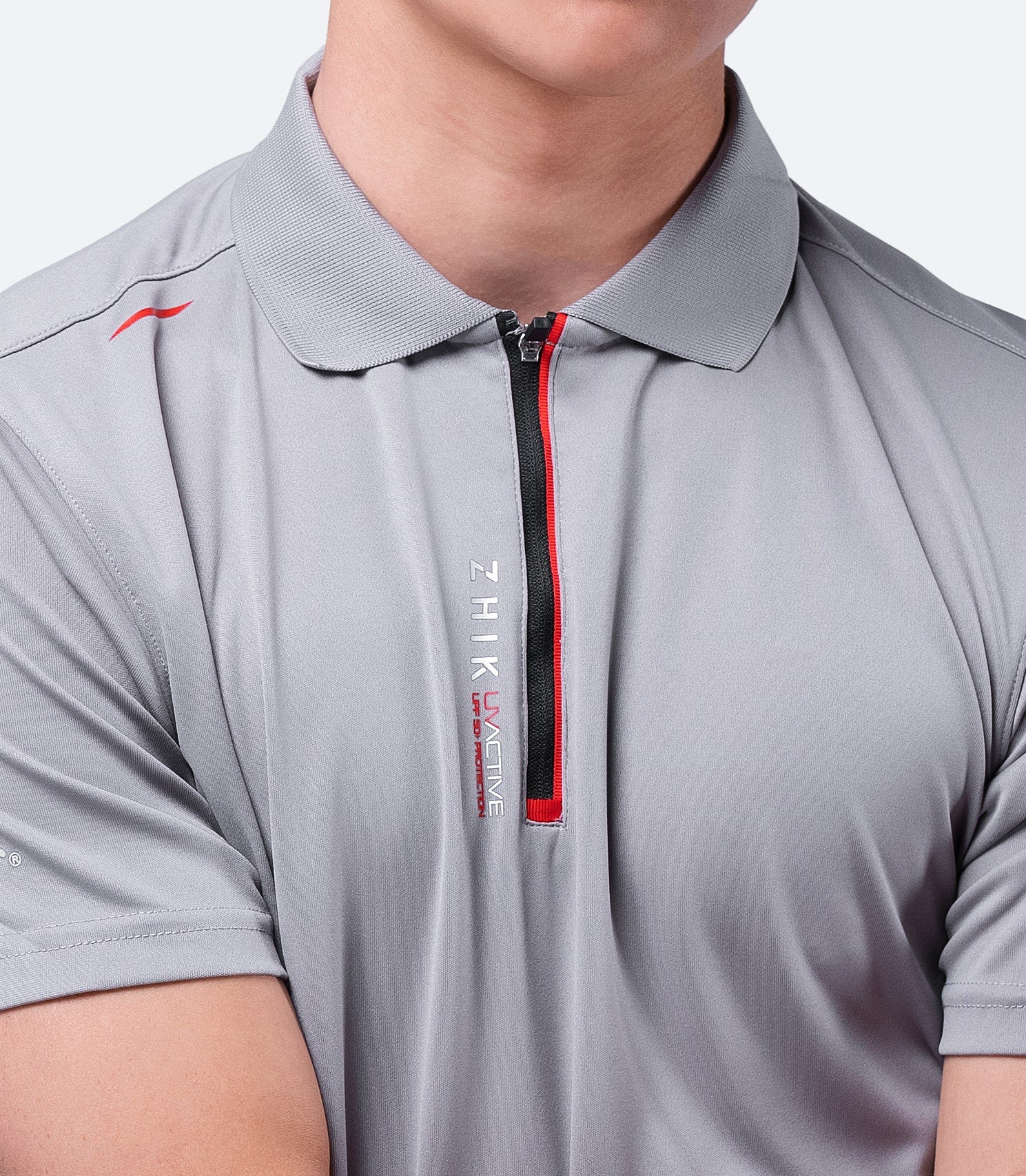 Mens UVActive Zip Sports Polo - Grey
