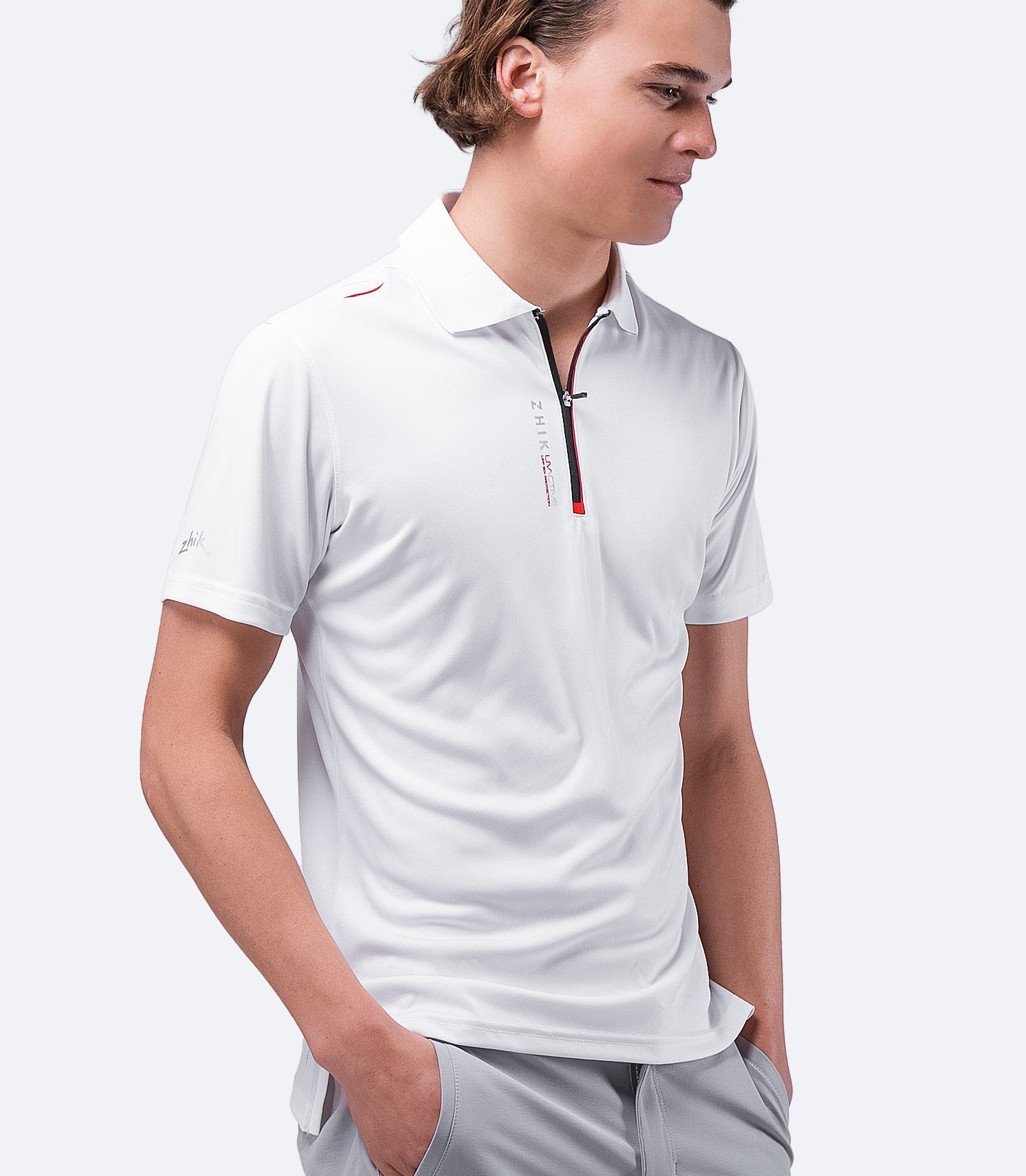 Mens UVActive Zip Sports Polo - White