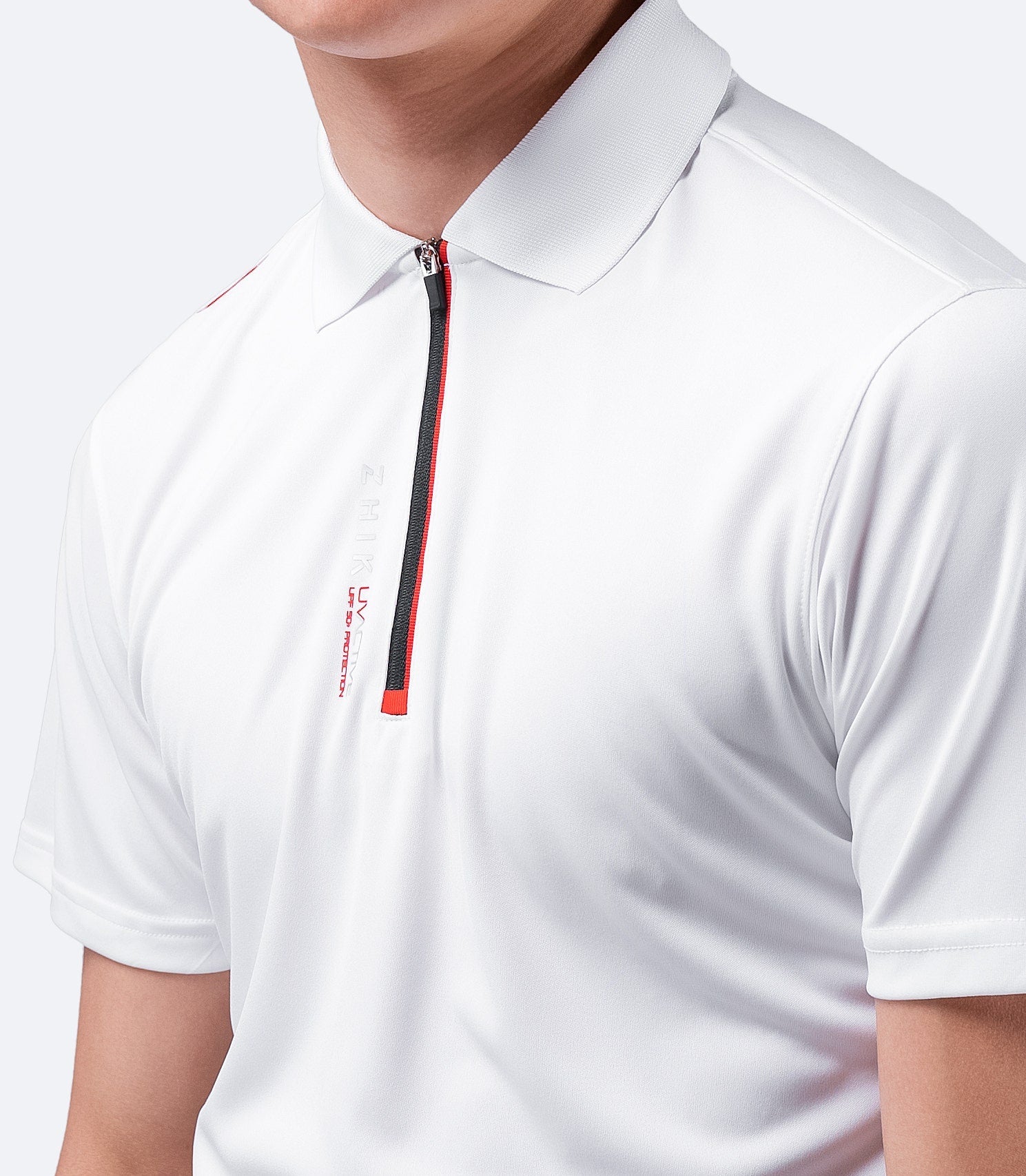 Mens UVActive Zip Sports Polo - White