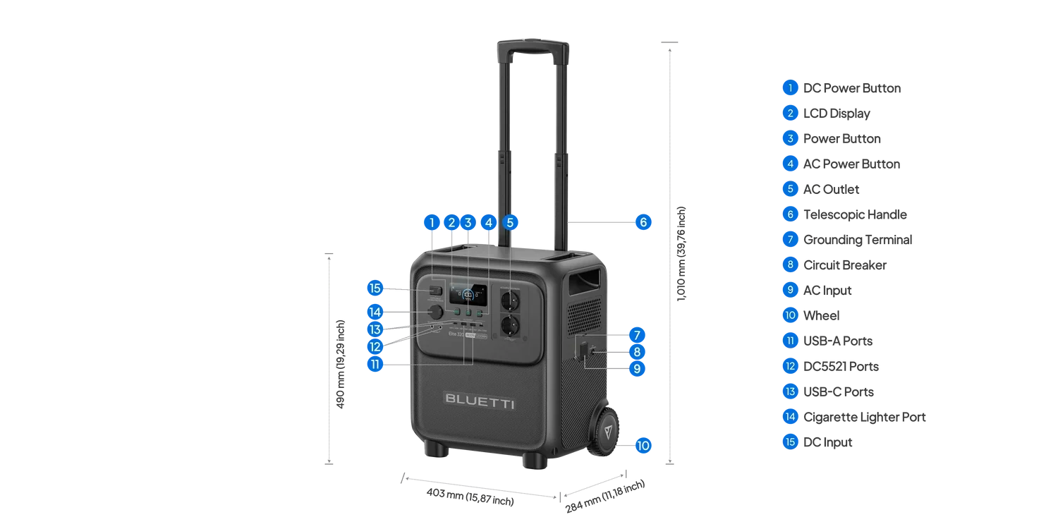 BLUETTI Elite 320 Portable Power Station | 1.800W 3.200Wh