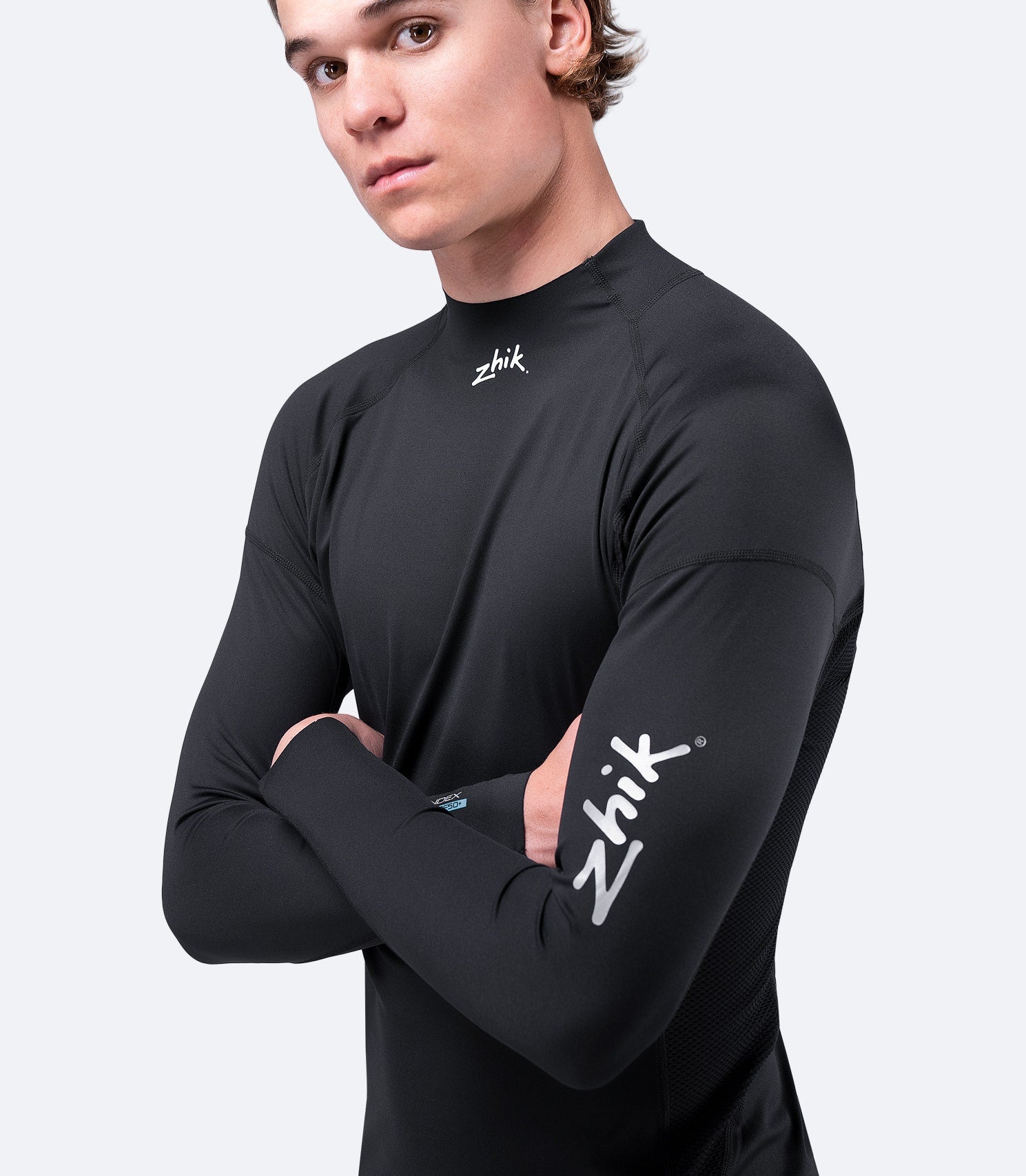 Mens Black Eco Spandex Long Sleeve Top