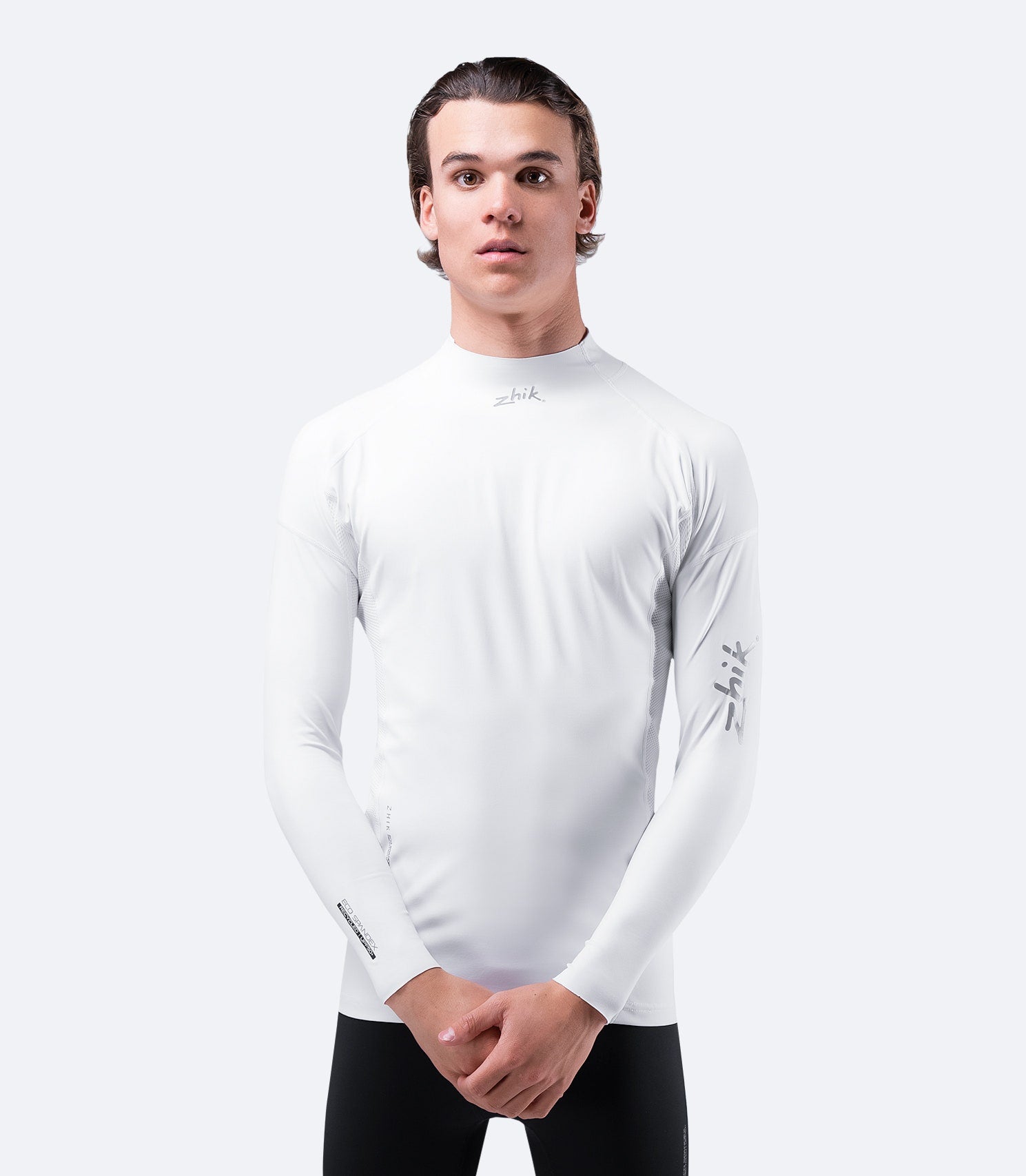 Mens White Eco Spandex Long Sleeve Top