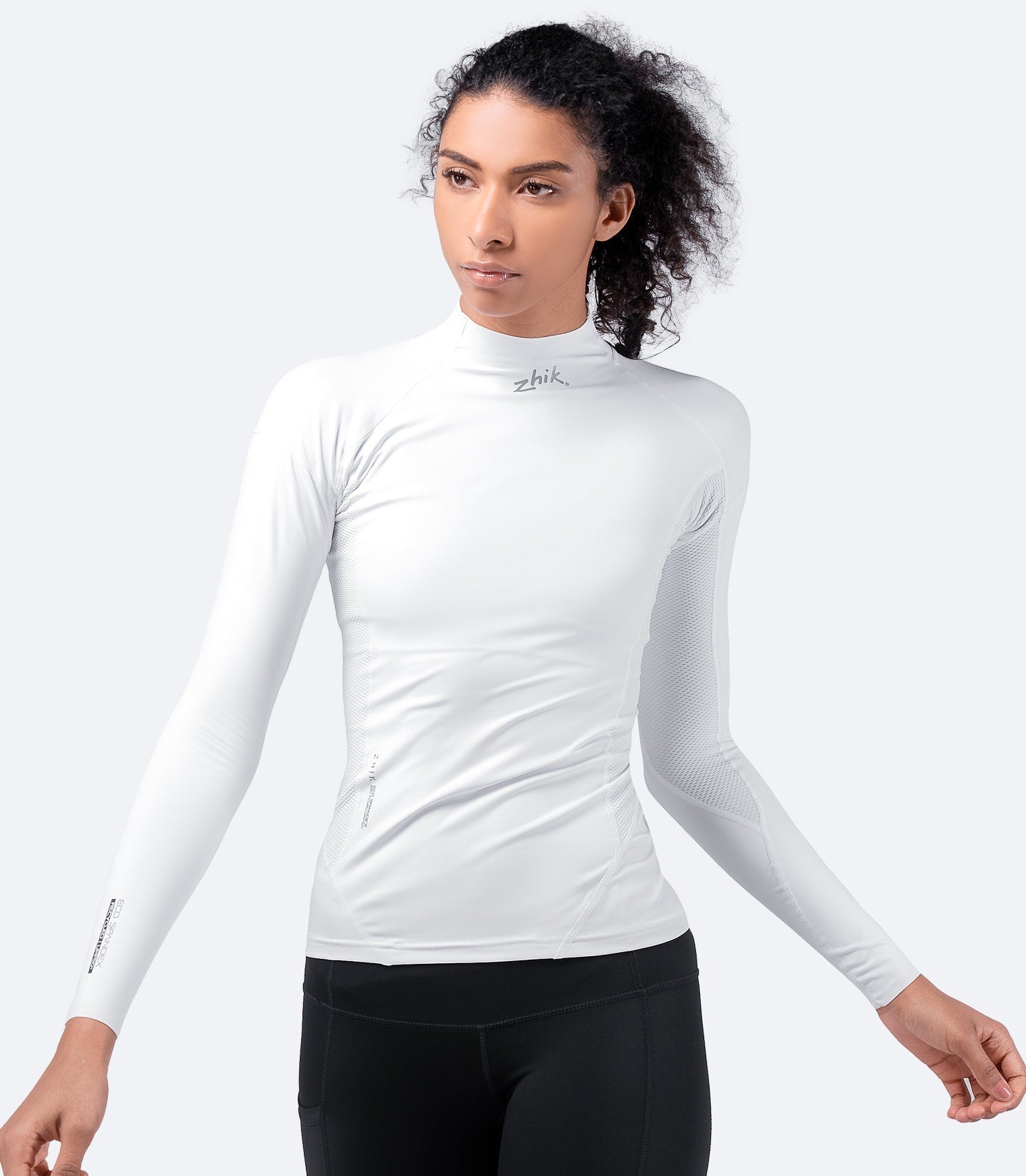 Womens White Eco Spandex Long Sleeve Top