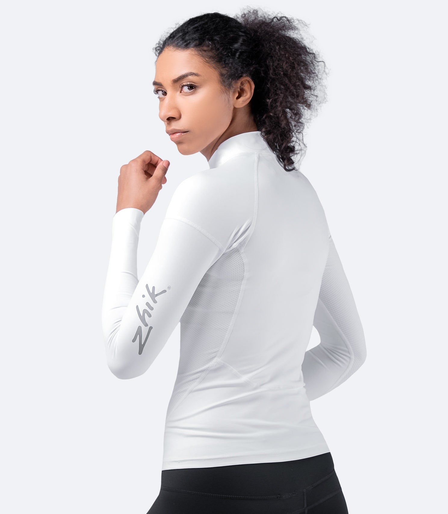 Womens White Eco Spandex Long Sleeve Top