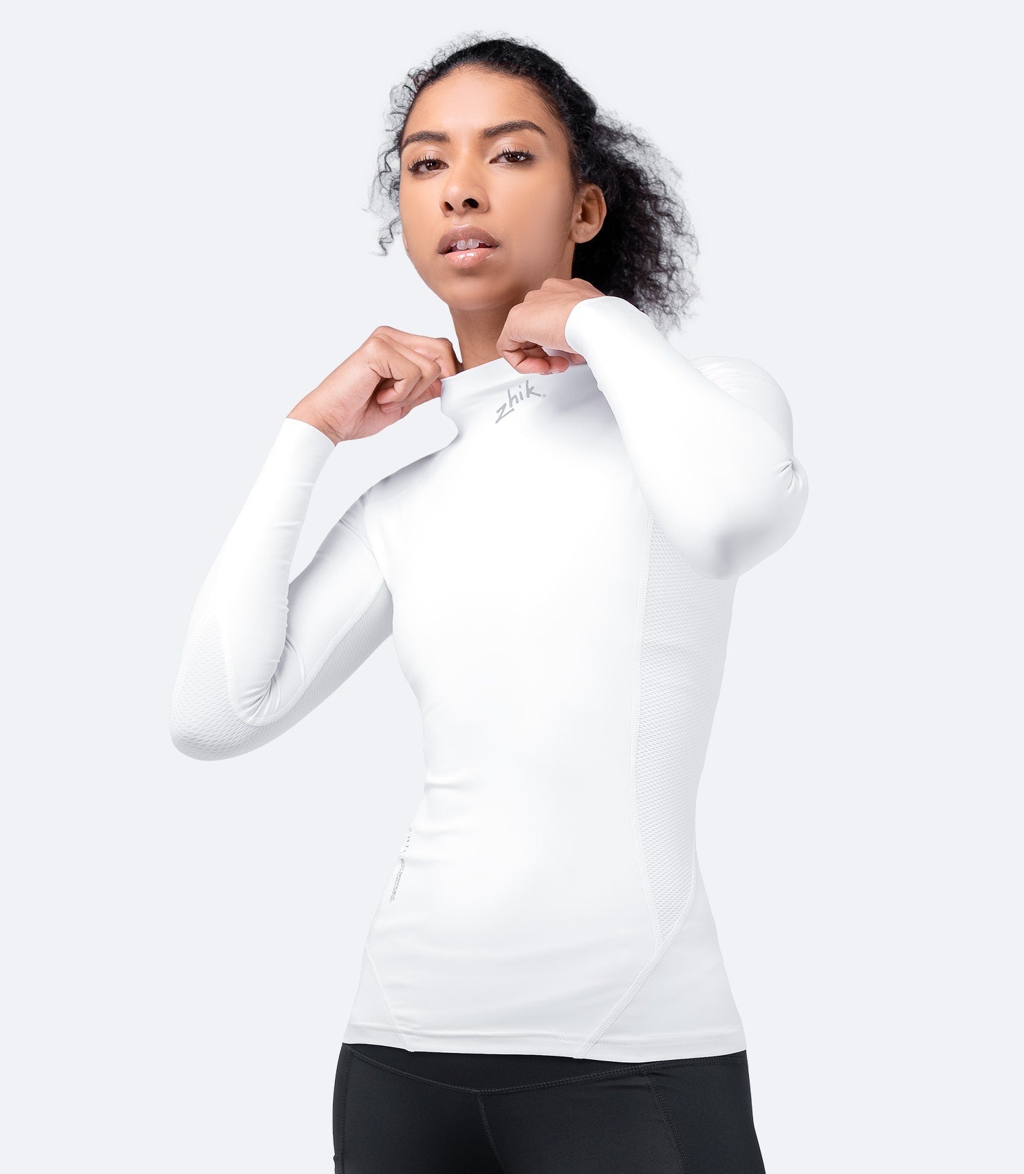Womens White Eco Spandex Long Sleeve Top