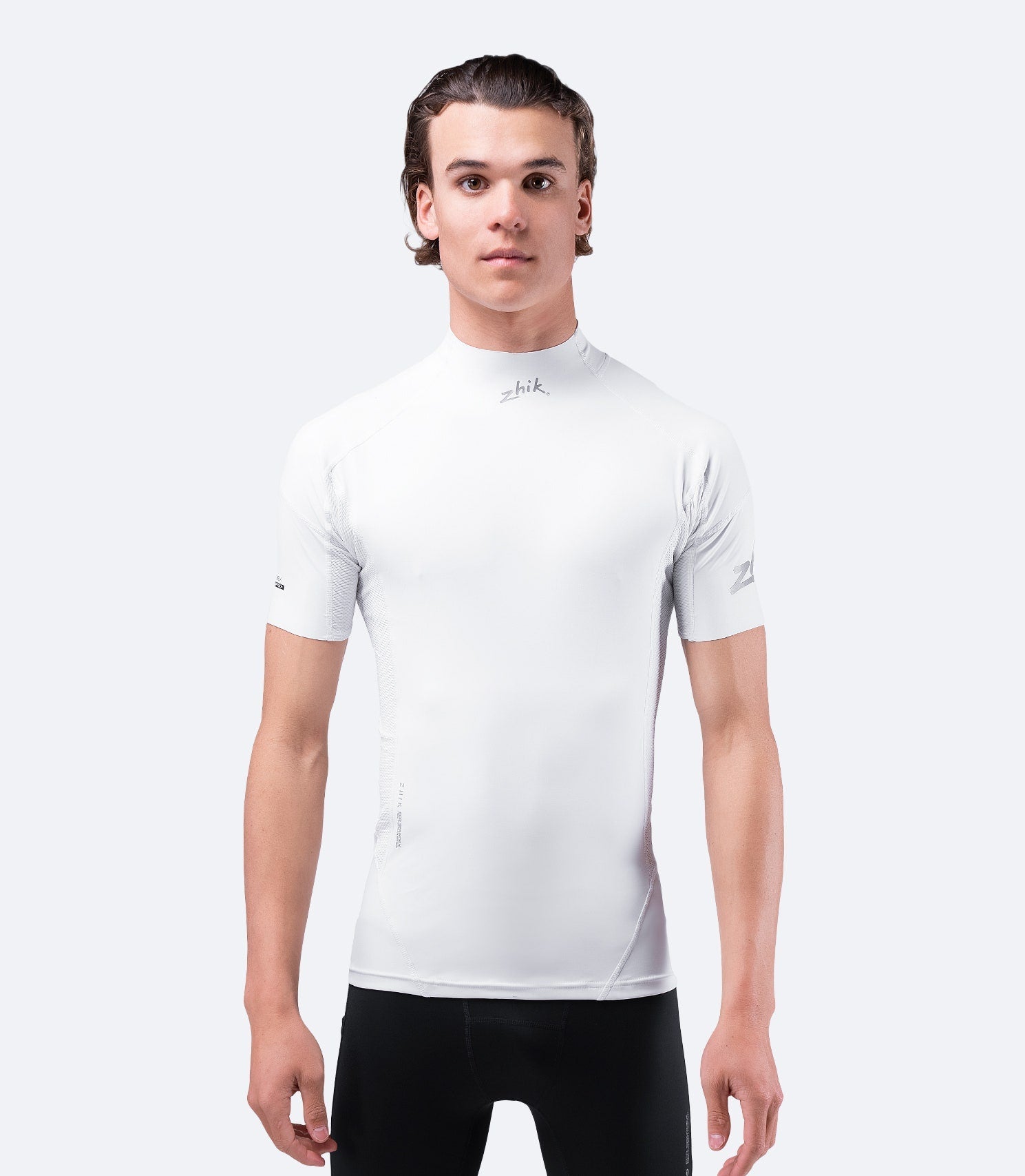 Mens White Eco Spandex Short Sleeve Top
