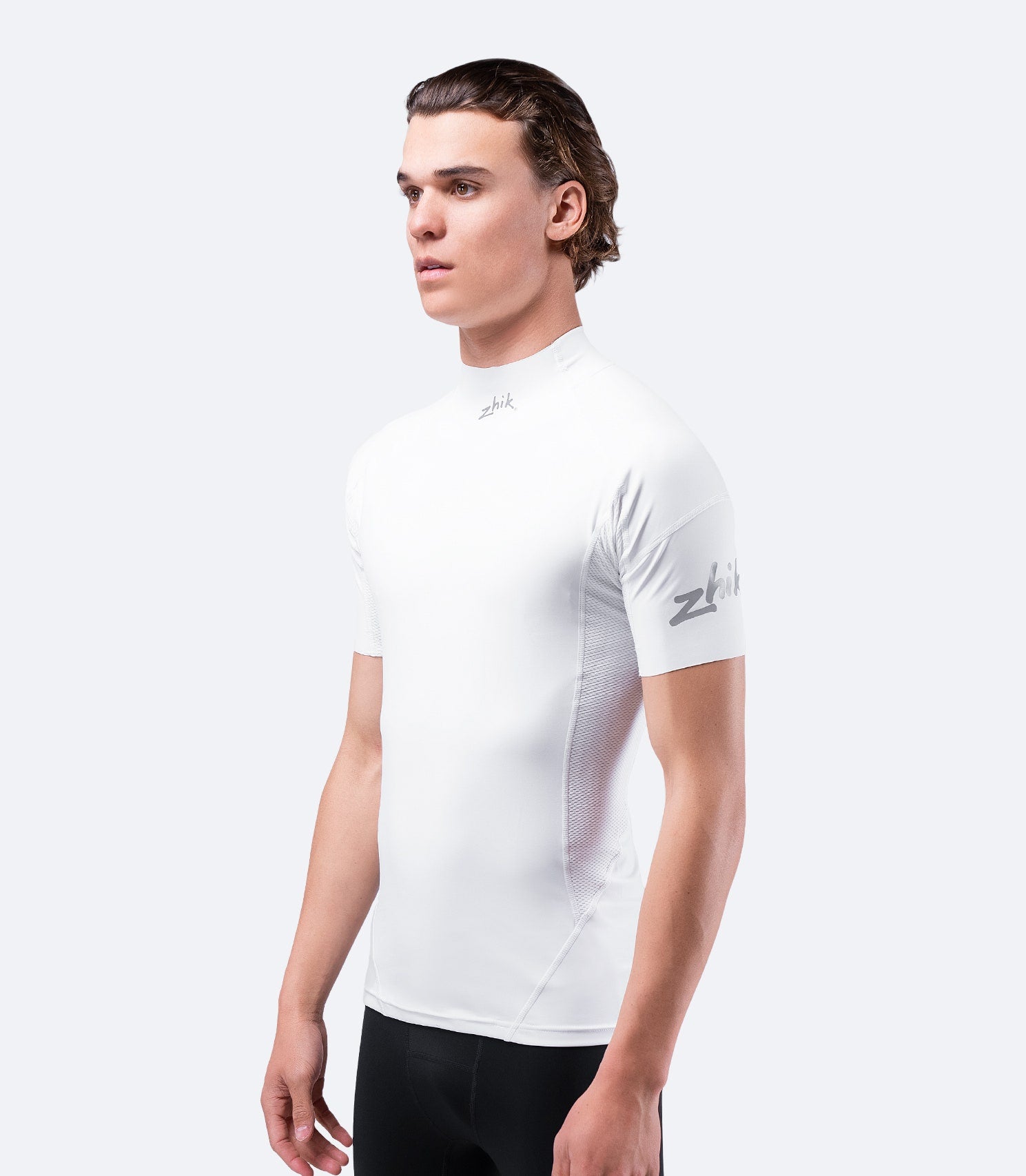 Mens White Eco Spandex Short Sleeve Top