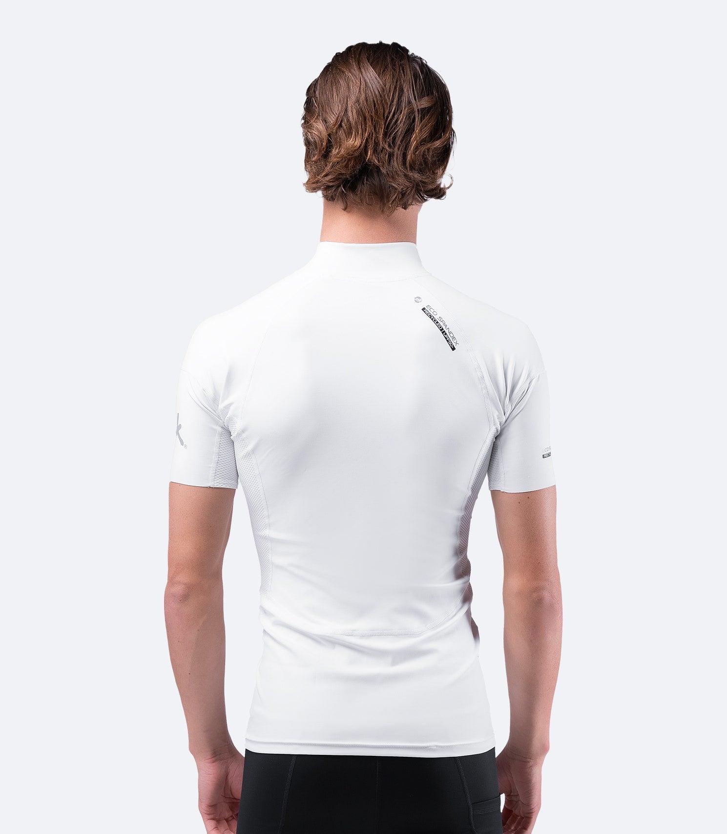 Mens White Eco Spandex Short Sleeve Top