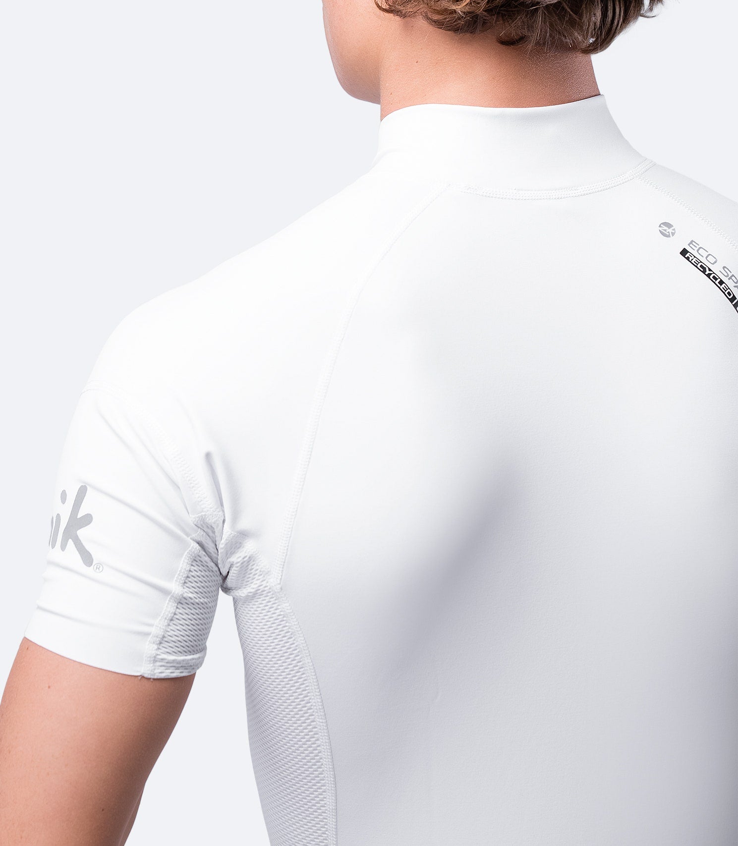 Mens White Eco Spandex Short Sleeve Top