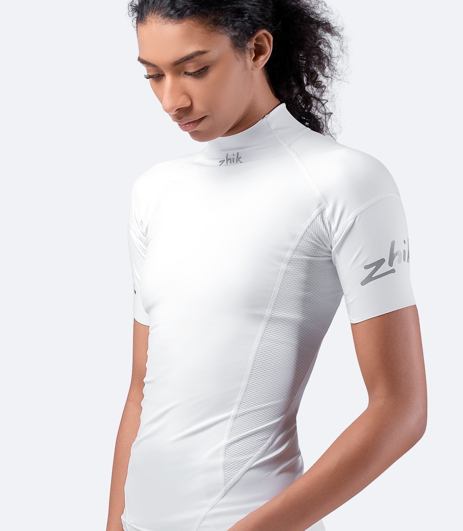 Womens White Eco Spandex Short Sleeve Top