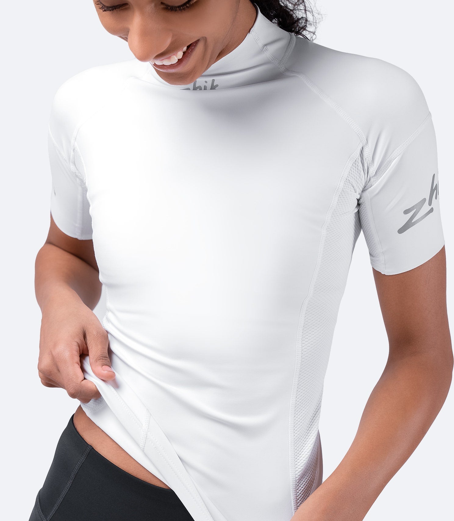 Womens White Eco Spandex Short Sleeve Top