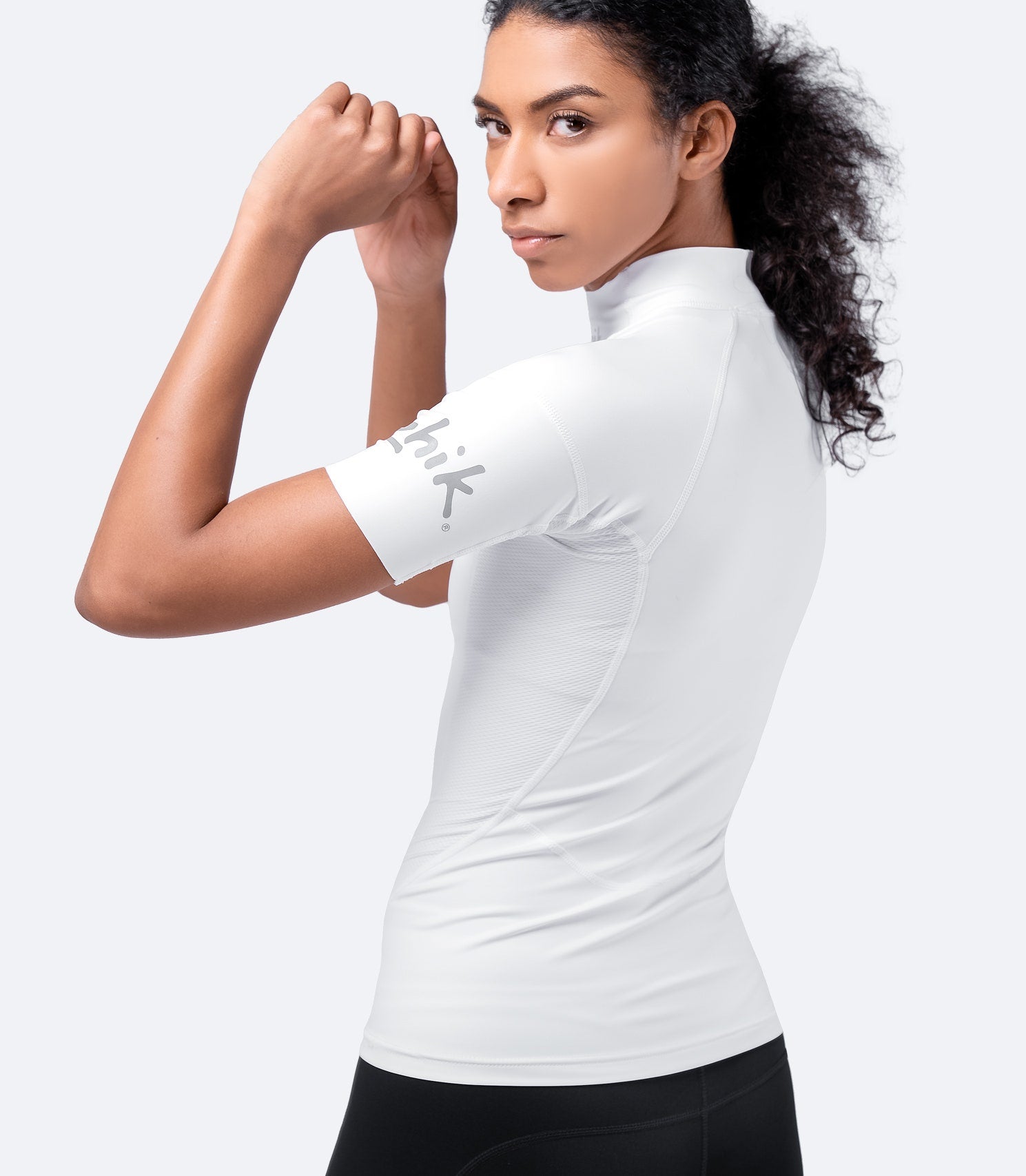 Womens White Eco Spandex Short Sleeve Top