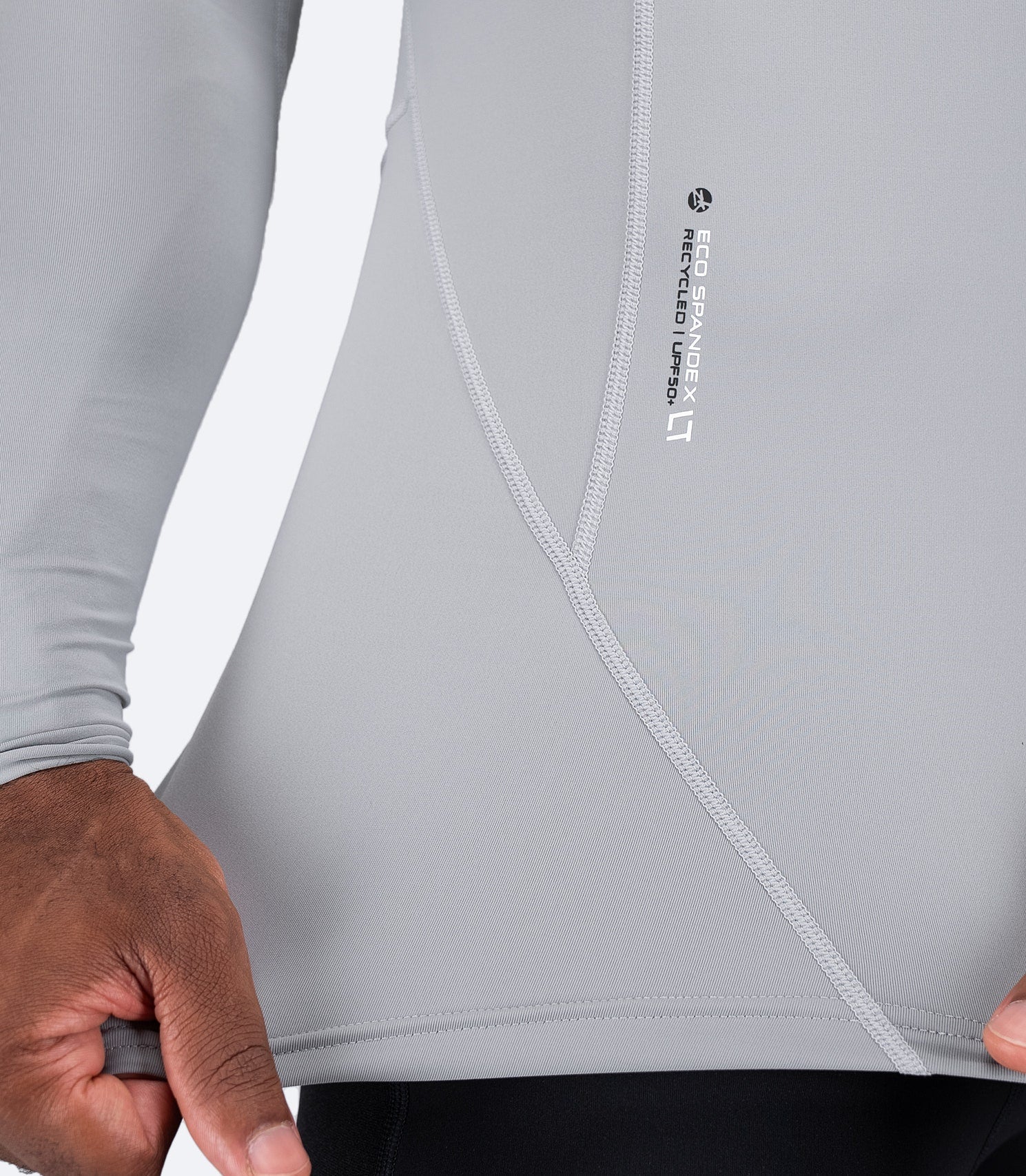 Mens Eco Spandex LT Long Sleeve Baselayer Top - Platinum